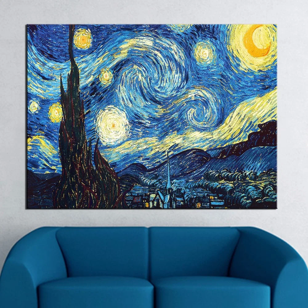 

Starry Night Of Vincent van Gogh Handmade Reproduction Oil Painting On Canvas Wall Art Picture For Living Room Home Decoration