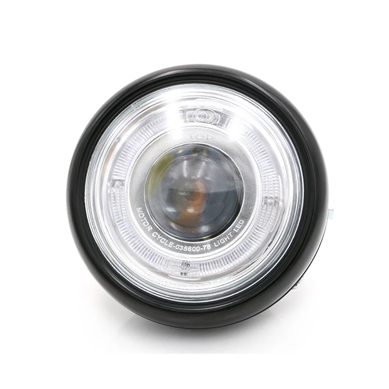 Универсальный ремонтный светодиодный светильник на голову для мотоцикла 60 Вт супер яркий прозрачный объектив головной светильник s скутер Ретро передний светильник - Цвет: Черный
