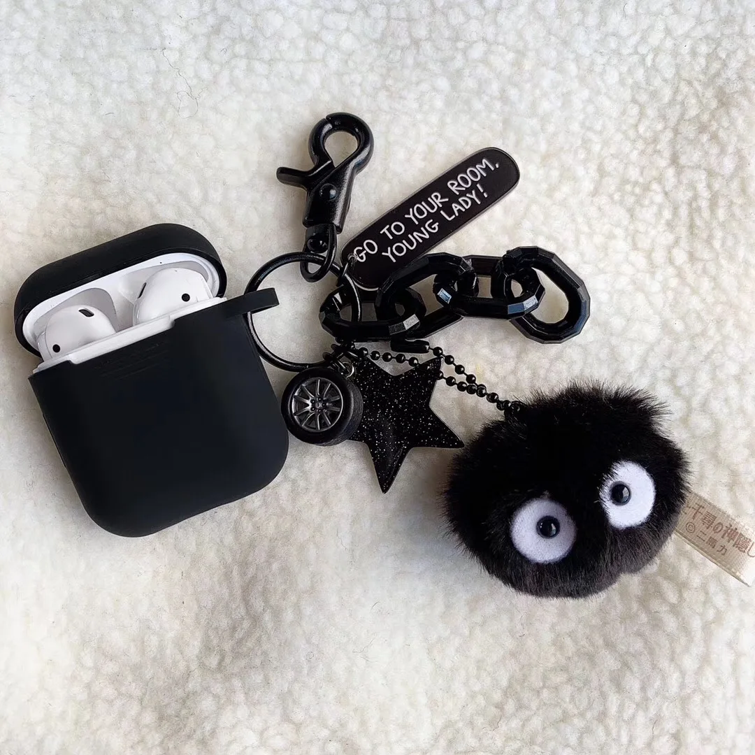 

Cute 3D Plush Doll Totoro key pendant & Silicone Bluetooth Wireless Earphone Case for AirPods for Air Pods Charging Box Keychain