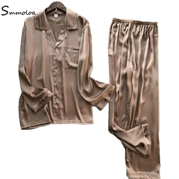 

Smmoloa Oversize Men Women Pajamas Set Silk Couple Pajamas