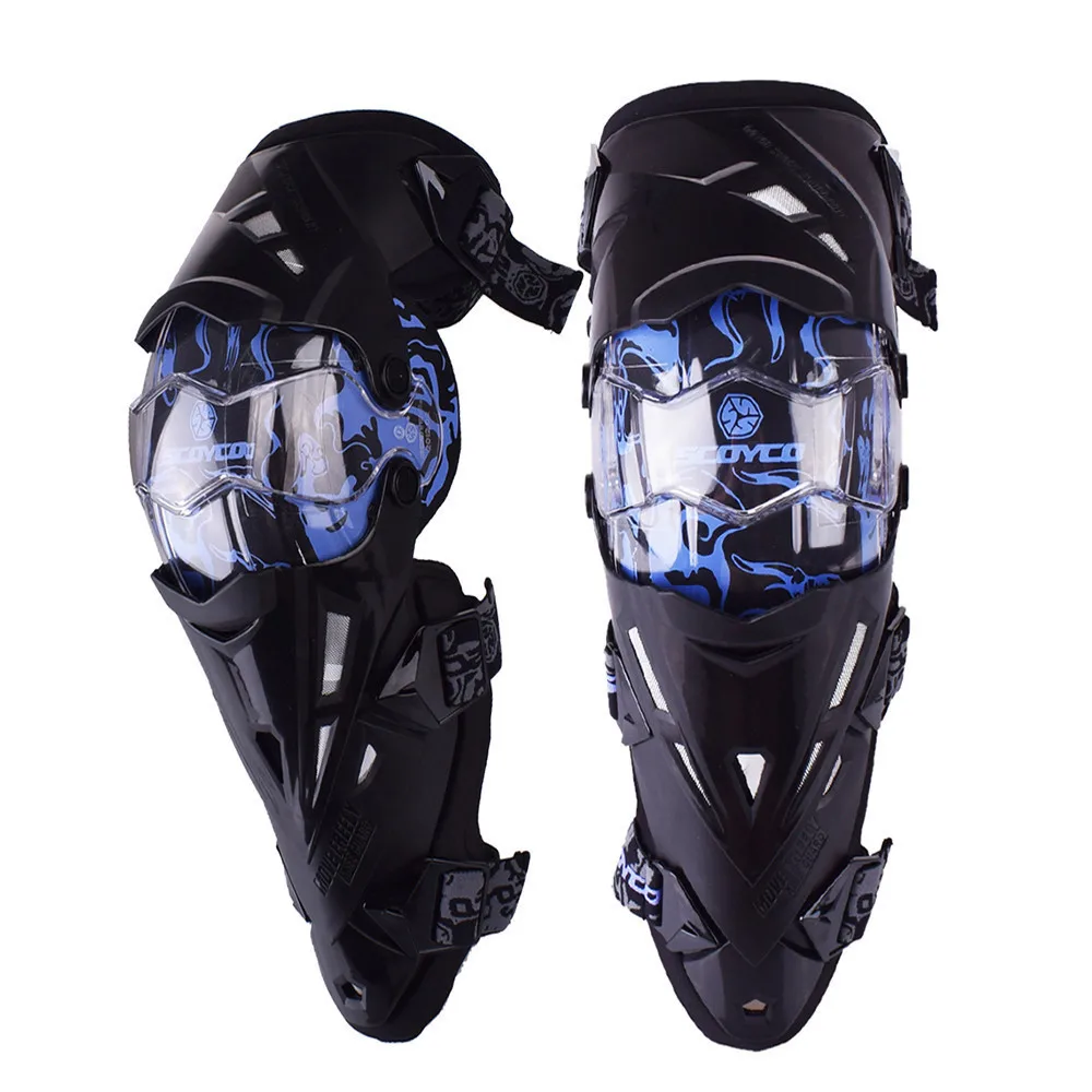SCOYCO мотоциклетные наколенники защитные щитки броня для мотокросса внедорожное оборудование Наколенники Защита Защитное снаряжение аксессуары - Цвет: Синий