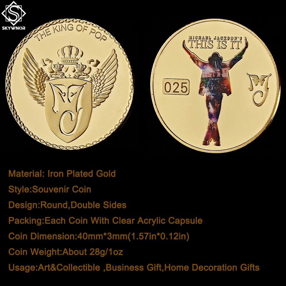 World Pop Super Star Michael Jackson Gold Commemorative Coin For True Love Fan Collectioon