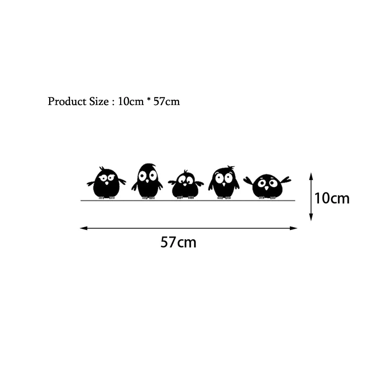 Милые пять птичек настенные наклейки детские комнаты гостиная фон украшения Фреска Искусство наклейки милые наклейки с дизайном «птицы» для домашнего декора