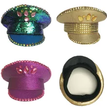 Яркие ломтики британских шляпы для выступлений Золотая Роза сине-зеленая кнопка блестками сценическое шоу панк хип хоп военная шляпа для взрослых мужчин и женщин