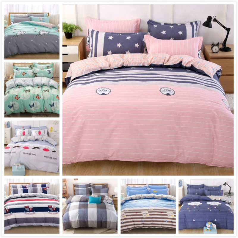 Pink Stripe Duvet Cover 3/4 pcs Bedding Set Kids Girls Bed Linen Single Full Queen King Size Quilt Comforter Pillow Case 180x220 | Дом и сад