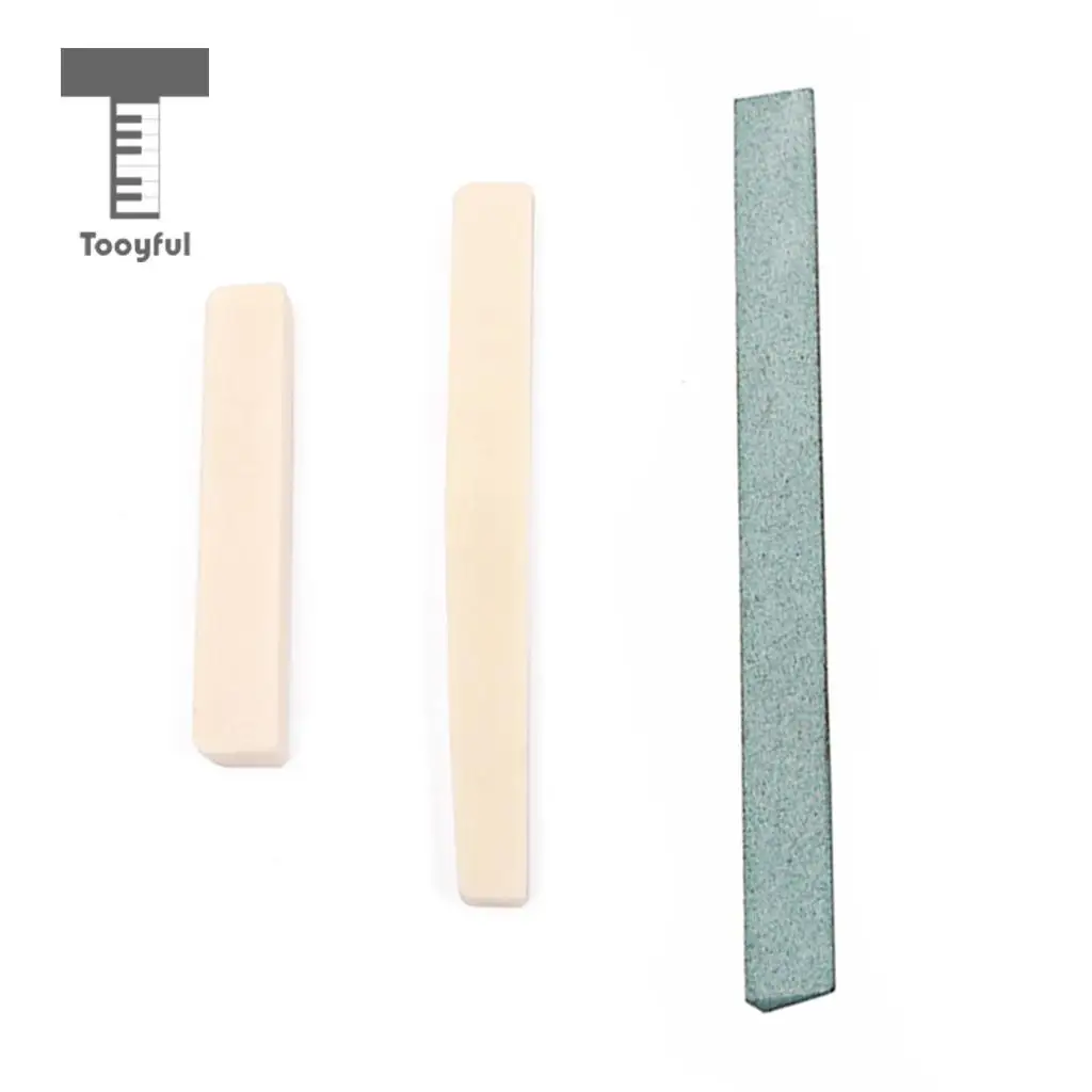 Tooyful 1 Set Natural Bone Saddle Nut&Guitar Sander Sanding Polish for Classical Guitar Parts