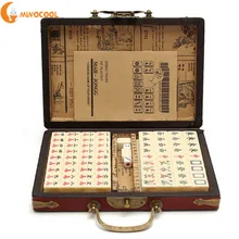 144 шт Путешествия Mahjong портативный Mah-jongg с Archaistic кожаной коробкой и руководство на английском языке(случайный Рисунок коробки доставки