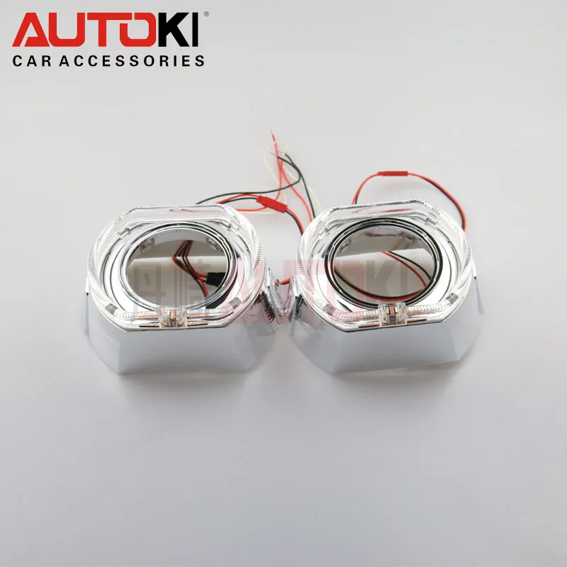 Autoki 3,0 дюймов Высокое качество led angel eye DRL кожух для 2,5 и 3,0 дюймов Биксеноновые линзы проектора