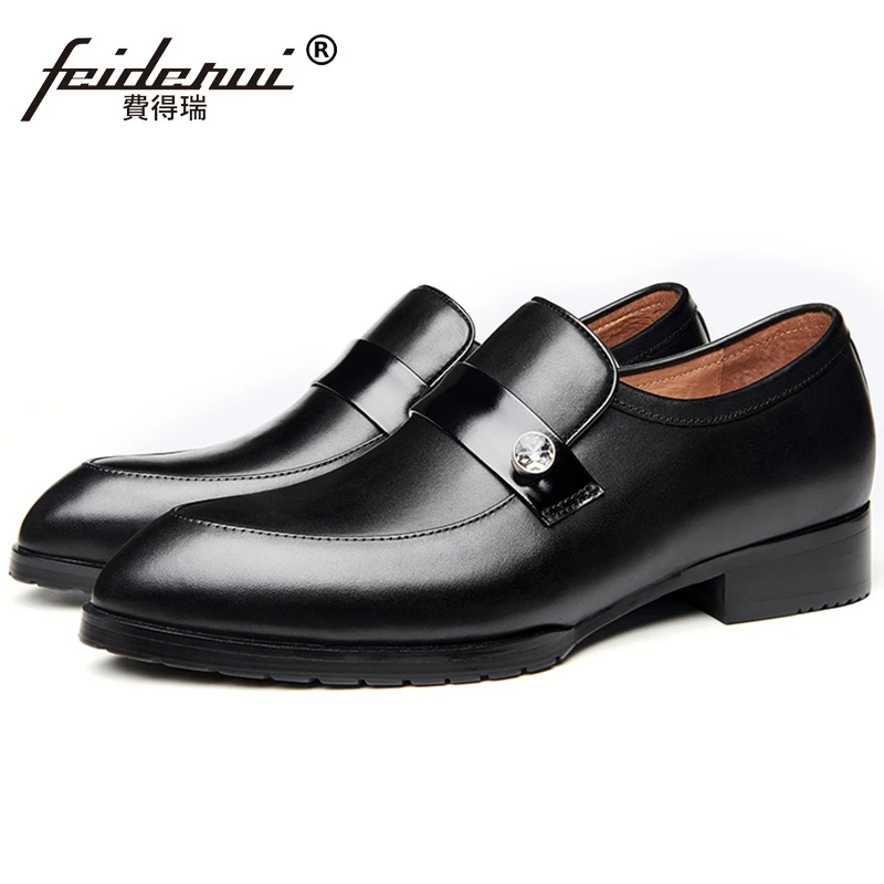 2019 Classic Design Man Casual Shoes Genuine Leather Rhinestone Loafers Round Toe Men's Handmade Wedding Party Flats SS465 | Обувь