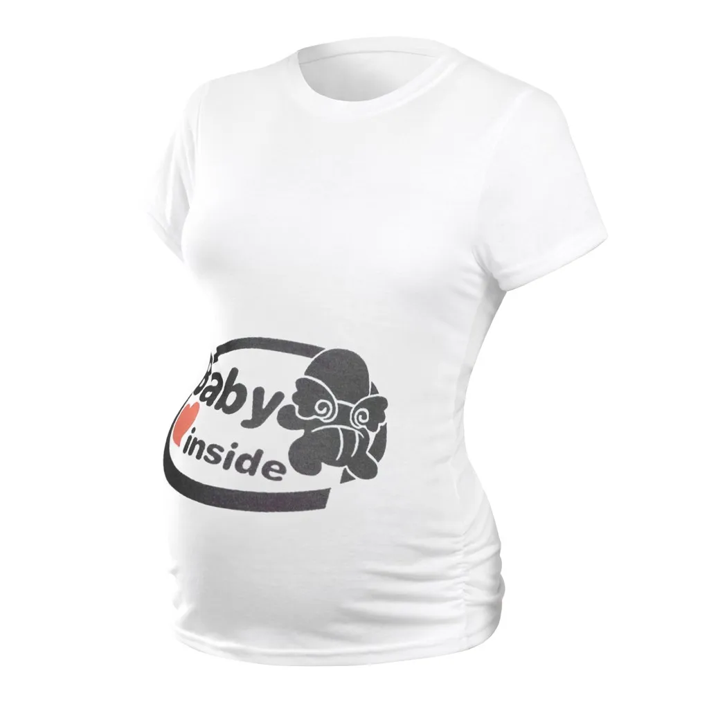 MUQGEW Футболка для беременных женщин с коротким рукавом с принтом из мультфильма топы Одежда для беременных Грудное вскармливание Одежда для беременных - Цвет: A