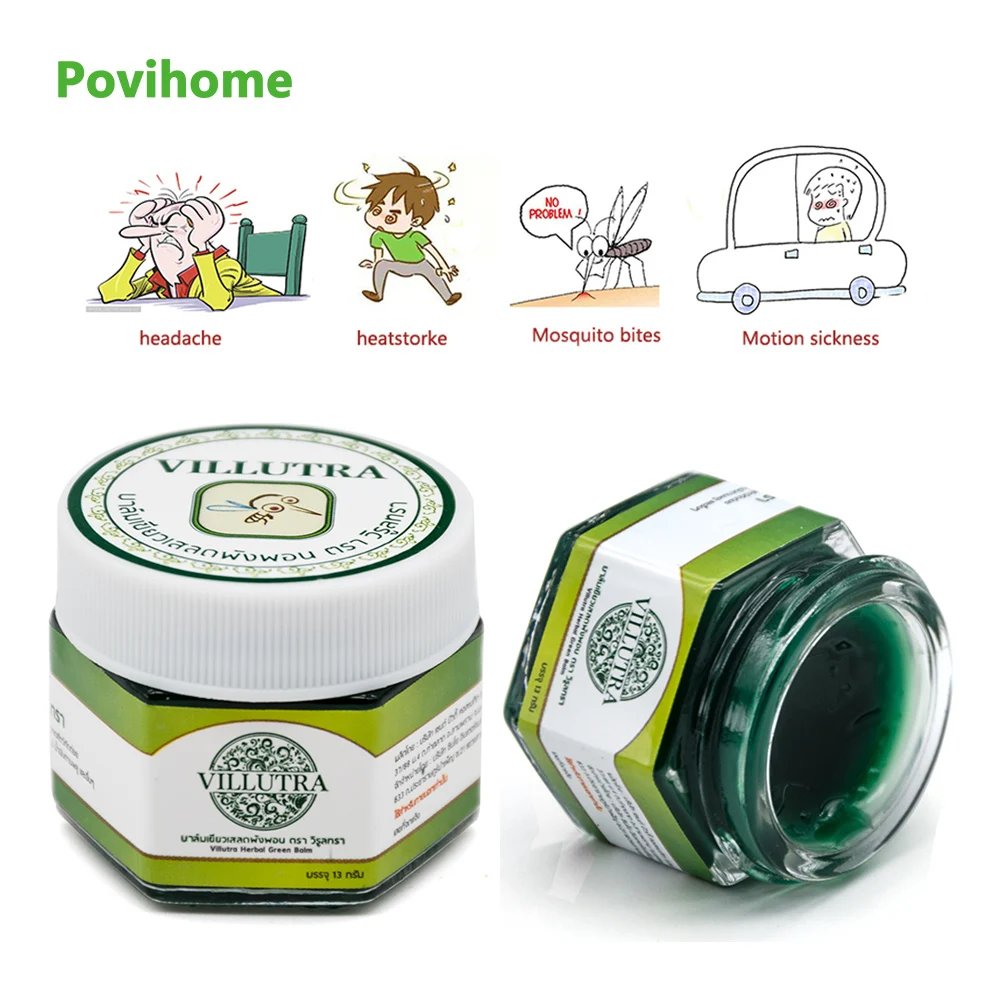 

100% Original Thailand Green Herbal Ointment Cooling Oil Refresh Anti Itching Headache Muscle Rub Aches Pain Relief Cream P0022
