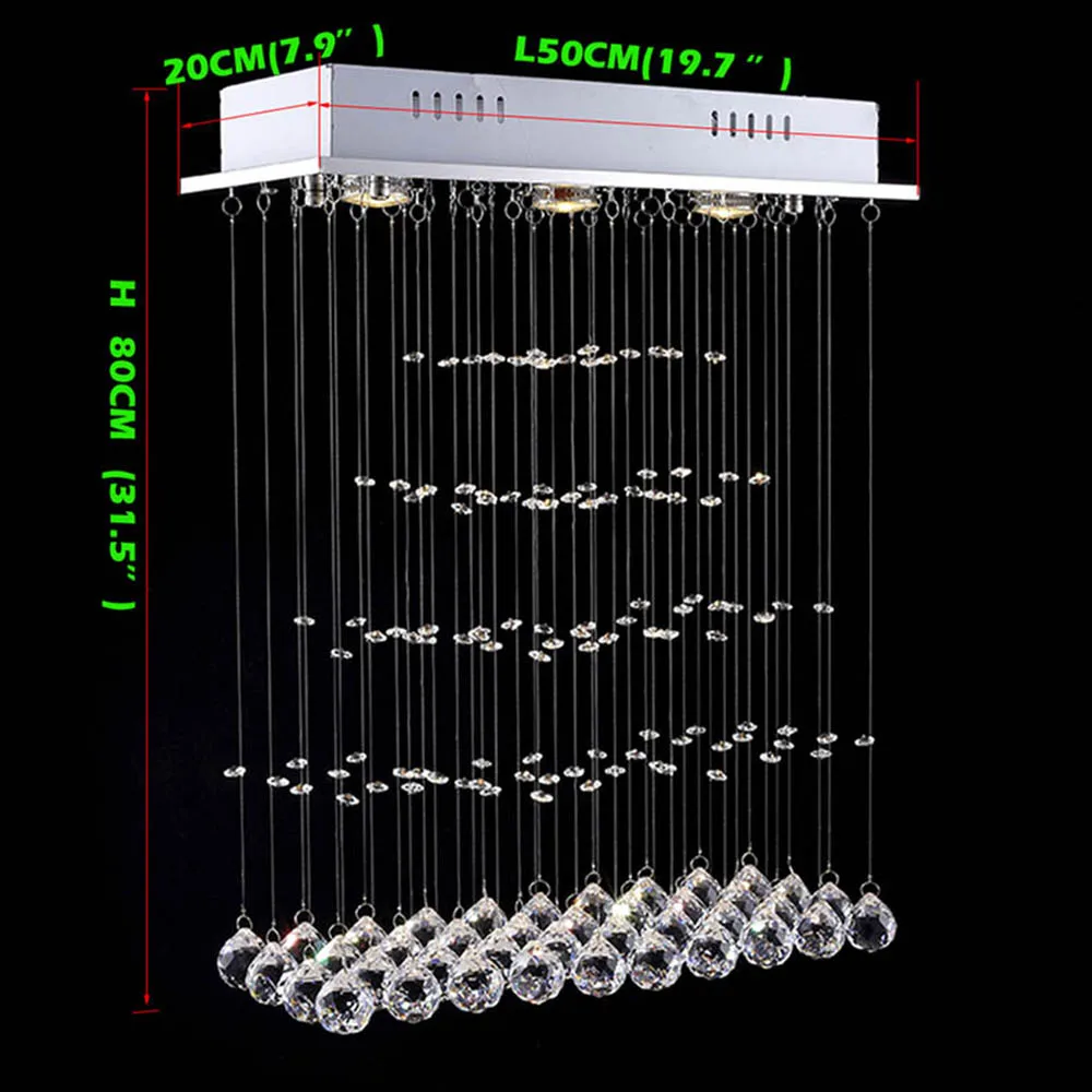 Современный светодиодный потолочный светильник с украшением в виде кристаллов хрустальные люстры лампы для Гостиная Обеденная прямоугольник внутридомашние лампы светильники - Цвет абажура: L50CM  H80CM