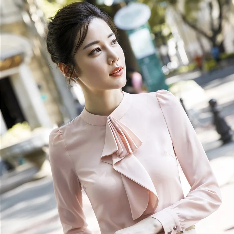 

Ladies Fashion Long Sleeve Apricot Women Blouses and Shirts Uniform Styles Casual Female Blouse Tops Clothes Plus Size
