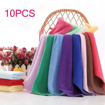 

10pcs Colorful Soft Square Candy Color 25*25cm Microfiber Soothing Cotton Face Hand Towel Cleaning Wash Cloth Kitchen Tool
