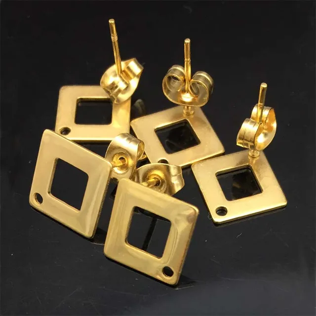 50pcs Lot Gold Color Square Round Heart Earring Posts Findings 50pcs Lot Gold Color Square Round Heart Earring Posts Findings Stainless Steel Stud