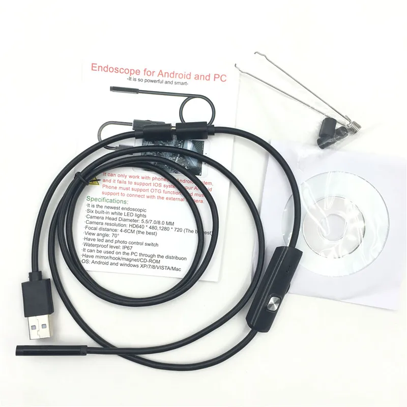 Водонепроницаемый светодиодный миниатюрная камера-эндоскоп USB эндоскоп провод змеиная трубка осмотр бороскоп для андроида смартфон ПК камера