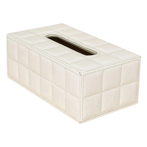 

Durable Home Car Rectangle PU Leather Tissue Box Paper Holder Case Cover Napkin white