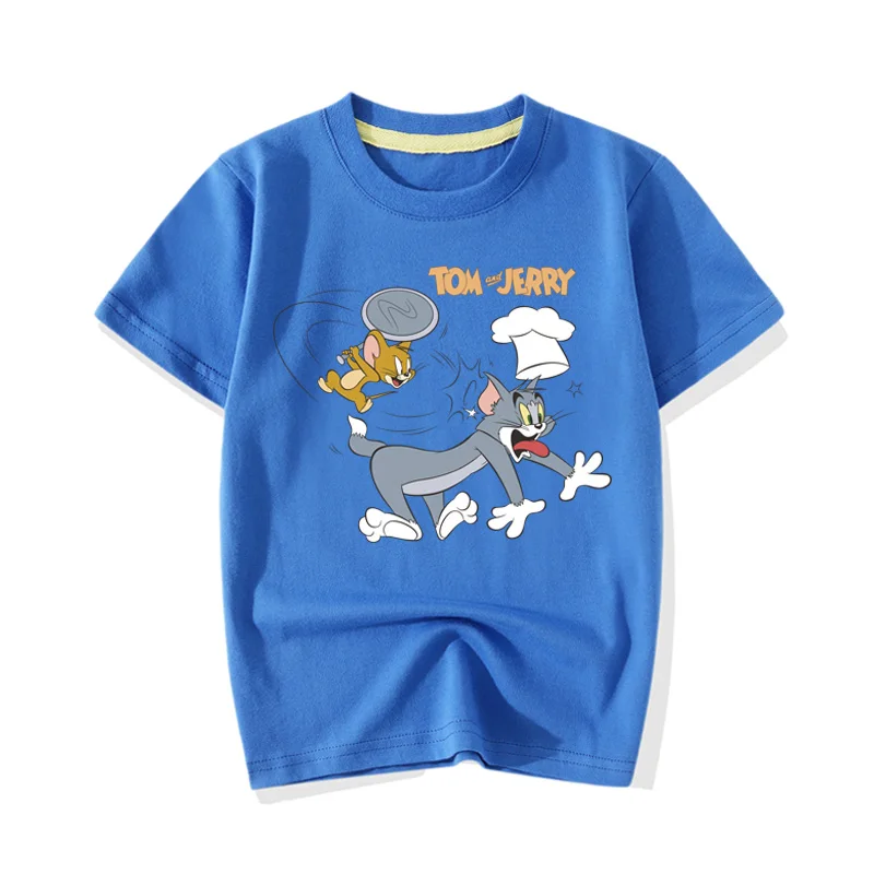 

Children Summer Short Sleeve T-shirts Cartoon Tom And Jerry 3D Print Clothes Toddler 1-13Y Boy Girls 100%Cotton Tee Top JY062