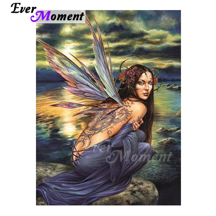 

Ever Moment Diamond Painting Woman With Wing Full Square Drill Picture Of Rhinestone Diamond Embroidery Cross Stitch S2F2108