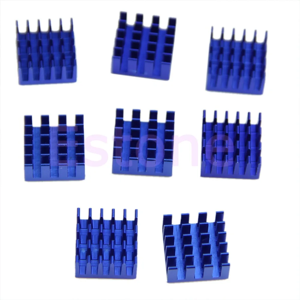 

Free Shipping 8pcs/lot 15mm*15mm*8mm Aluminium shim pad Thermal VGA RAM Heat Sinks Spreader Memory Cooler Cooling For DDR