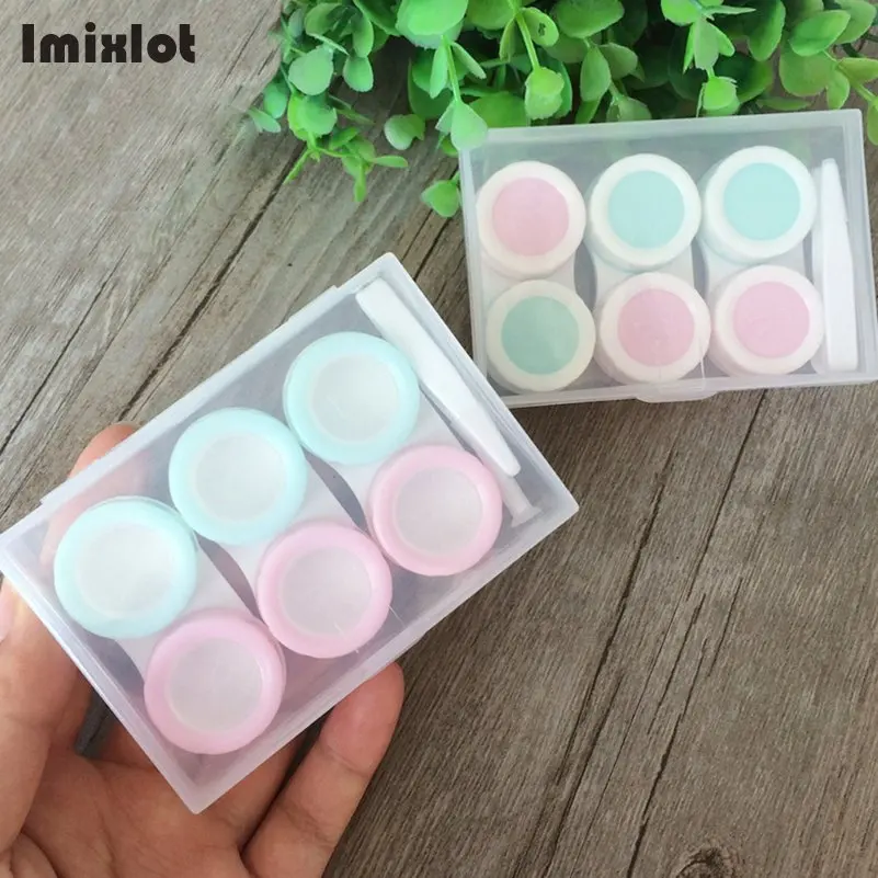 

1 Set Contact Lens L+R Cases with Transparent Storage Holder Soaking Container Plastic Contact Lens Box Travel Accessaries