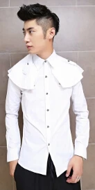 Мужская Новая Персонализированная рубашка тонкая рубашка модная мужская рубашка с длинным рукавом Одежда сценические костюмы певицы - Цвет: white