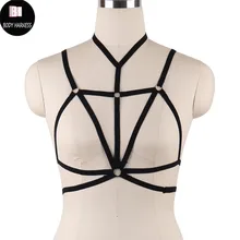 Женское сексуальное нижнее белье черный бондаж портупея в стиле хараджуку бюстгальтер ремешки в виде пентограммы платья бюстгальтер регулируемый фетиш носить Связывание пояс