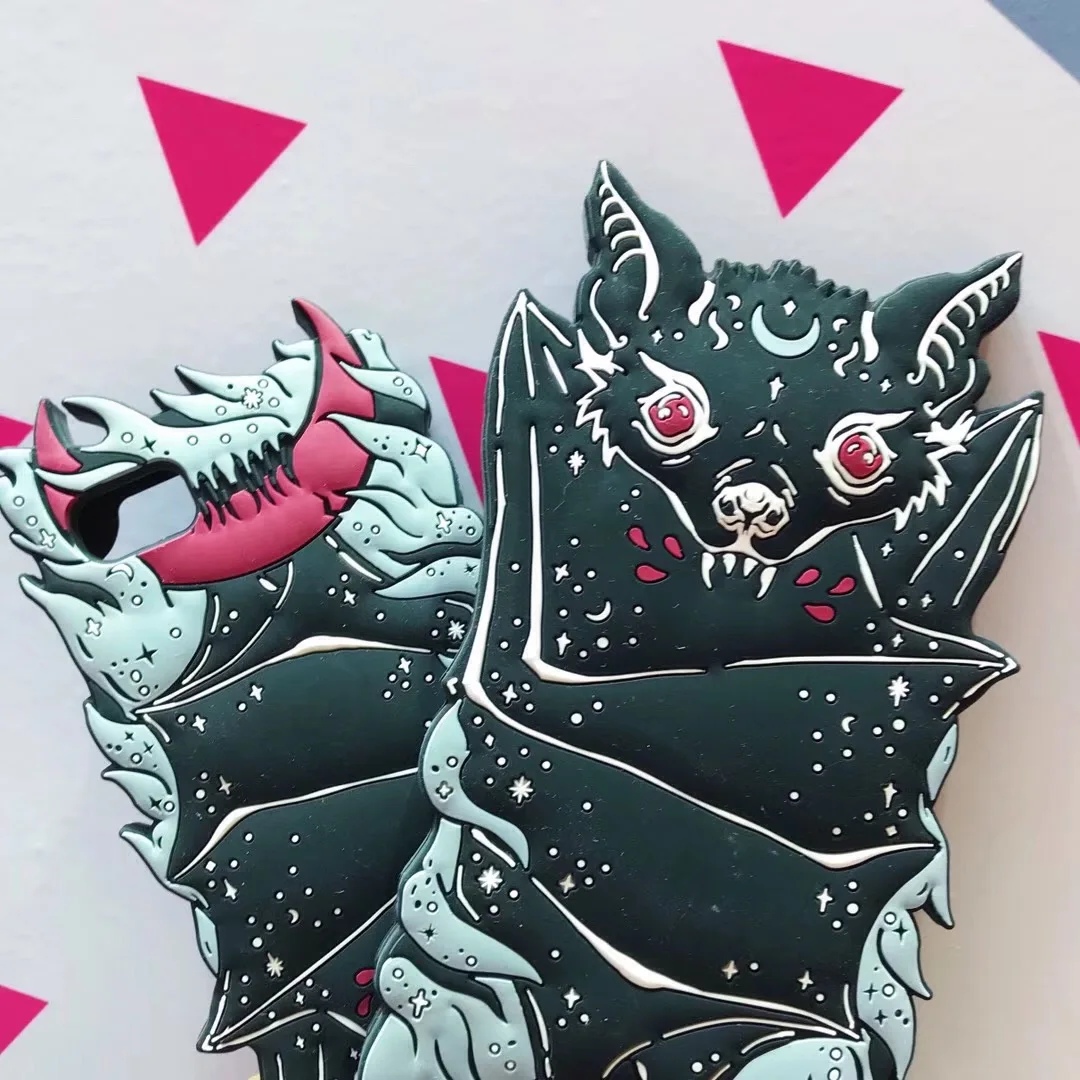 New Fashion 3D vampire bat soft silicone case cover For Iphone 6 6S plus 7 8 plus Hot cartoon animals monsters bat shell Cover