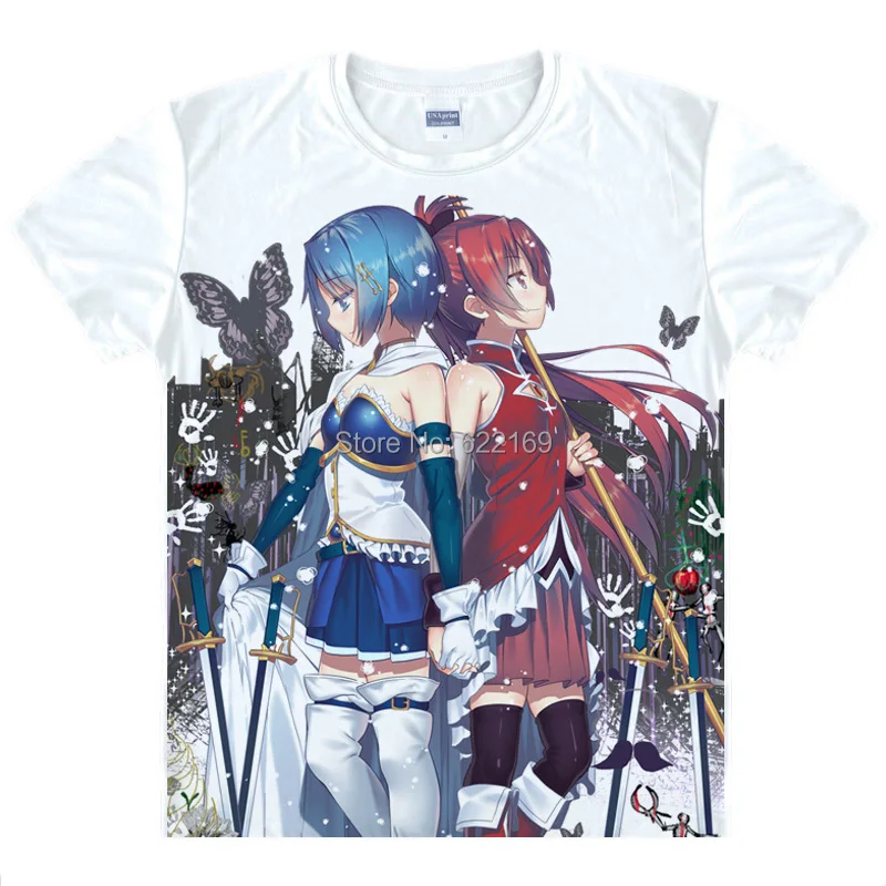 Японская Волшебная аниме футболка Puella Madoka хлопковая рубашка Mami Tomoe для косплея