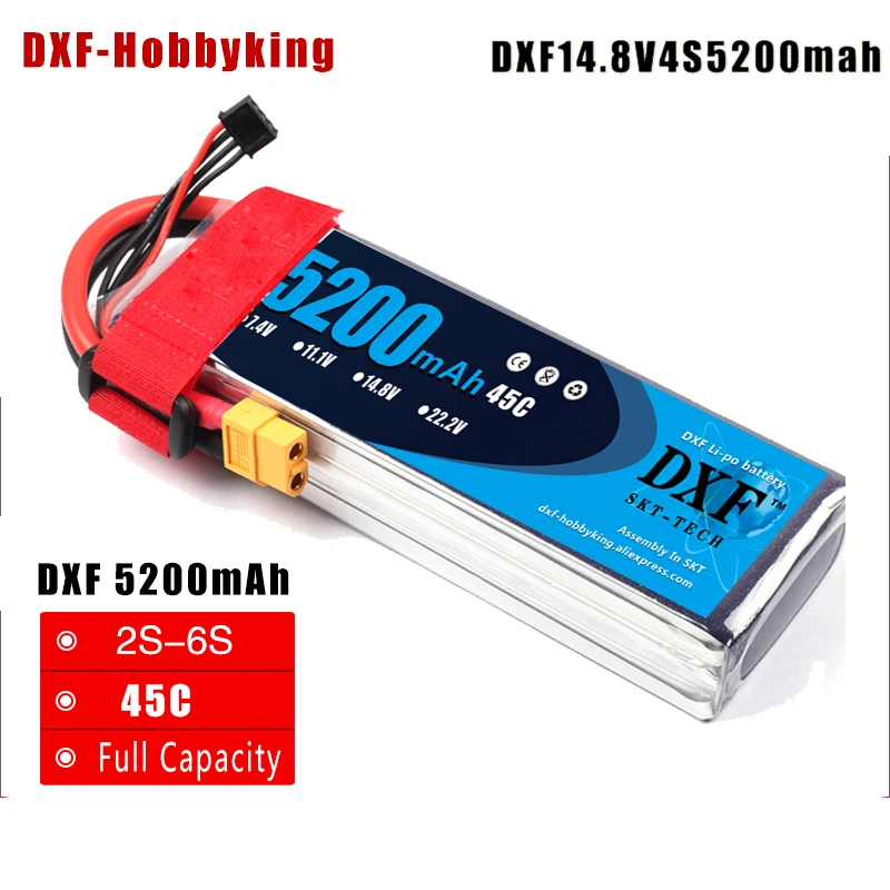 

2017 DXF Power High Quality RC Battery 14.8V 5200mAh 45C 4S RC LiPo Li-Poly Battery for Helicopters Quadcopter RC drone