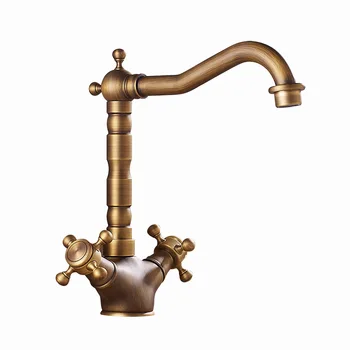 

Brass antique two-handle faucet European bathroom basin faucet