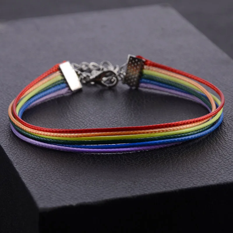 

Minimalist Hand Made Colorful Rainbow Multilayer Braid Rope PU Leather Bracelets For Male Bohemian Punk Party Fashion Jewelry