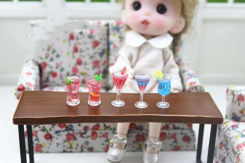 

New 1:12 dollhouse miniature Mini Cocktail wine Juice toy match for forest animal family collectible Kids Gift