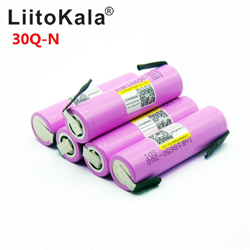 LiitoKala 3,7 V INR 18650 30Q-N 3000 мА/ч, Перезаряжаемые батареи 18650 Батарея