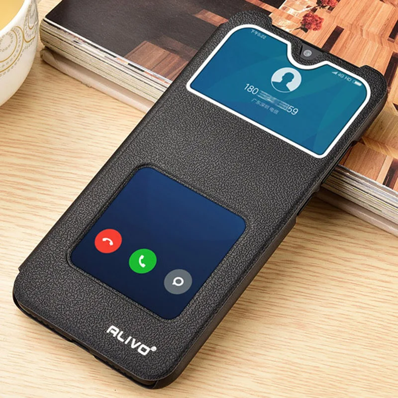 

for Xiaomi Redmi Note 7 Case 6.3'' View Window Flip Stand PU Leather Cover For Xiomi Redmi Note7 7 Pro Phone shell Coque 64gb