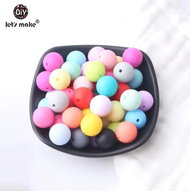 Let's make 50pcs Silicone Beads 12mm Eco-friendly Sensory Teething Necklace Food Grade Mom Nursing DIY Jewelry Baby Teethers mix
