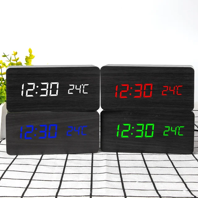 $US $10.49  Desktop Wood Living Room Electronic Multifunction LED Display Desk Alarm Clock