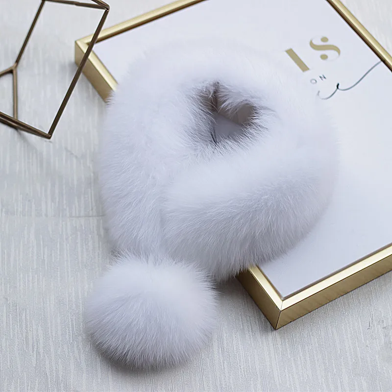 white Зима, шарф из лисьего меха, модный, дикий, короткий, маленький, свежий, большой, меховой шар, магнитный, железный воротник, роскошный, Пашмина, bufanda, женский - Цвет: white