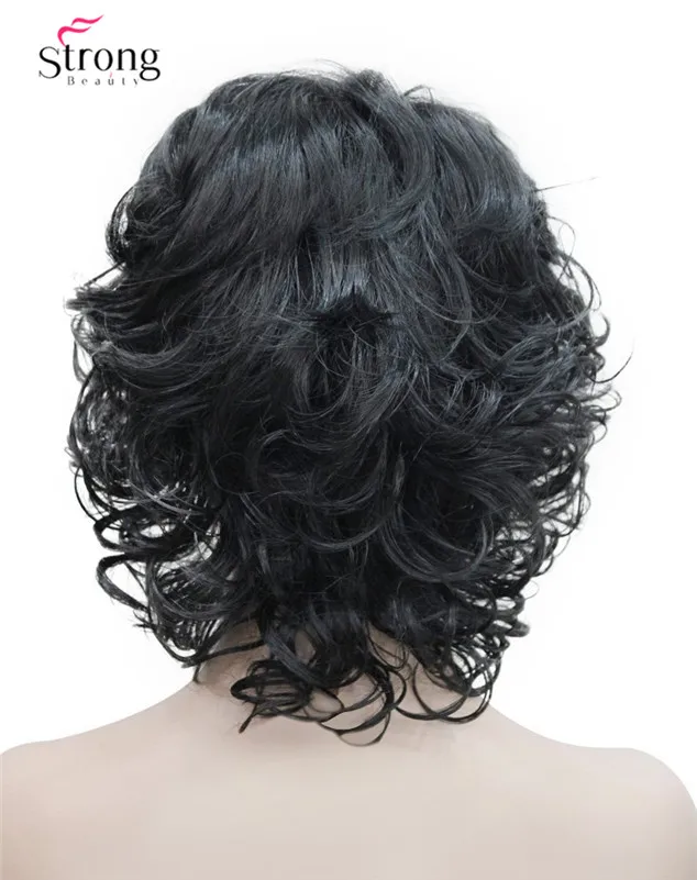 Women's Short Curly Heat Resistant Synthetic Black Hair Wigs (5)