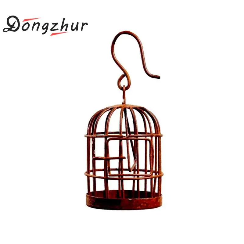 

Dongzhur 1 Pcs Mini Iron Bird Cage 1:12 Doll House Garden Accessories Fashion Decoration Brown Retro Hanging Bird Cage