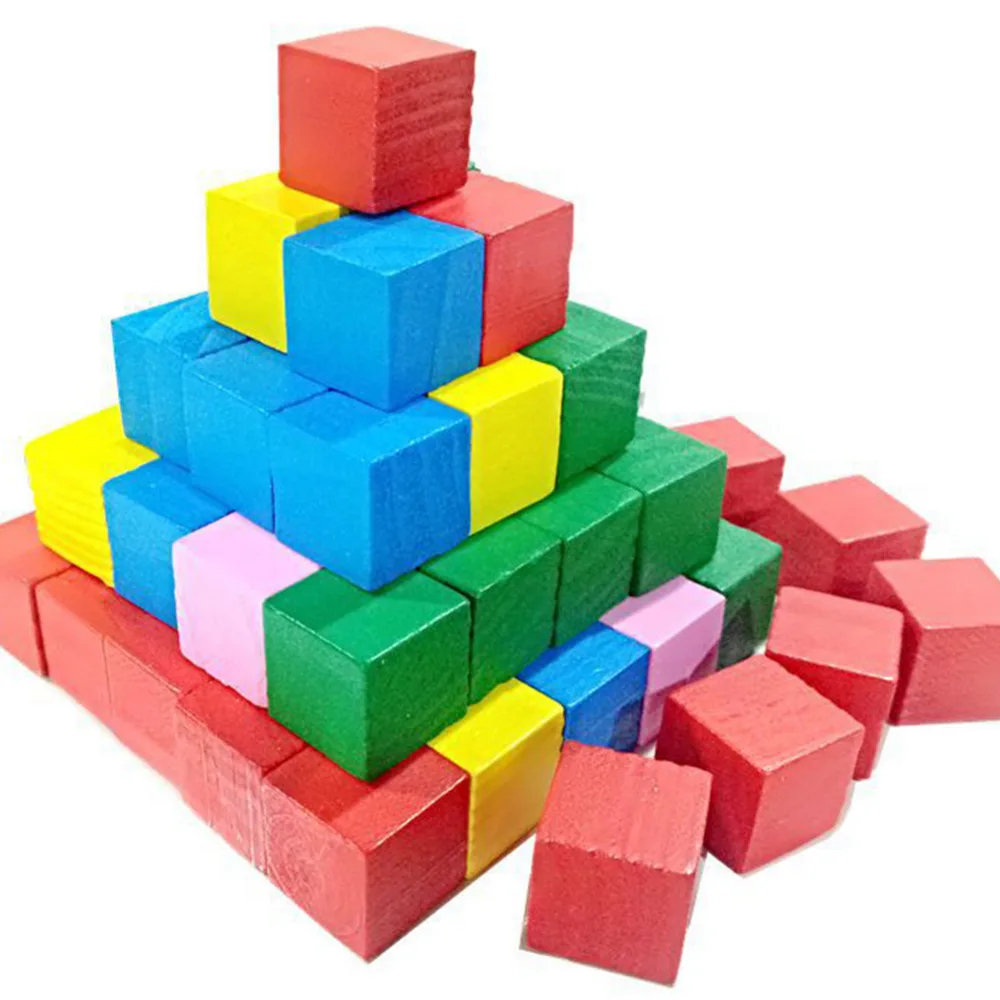 20 шт./компл. 2 см красочные деревянные укладки строительные блоки квадратные кубики для малышей и детей постарше для штабелирования Обучающие игрушки подарки