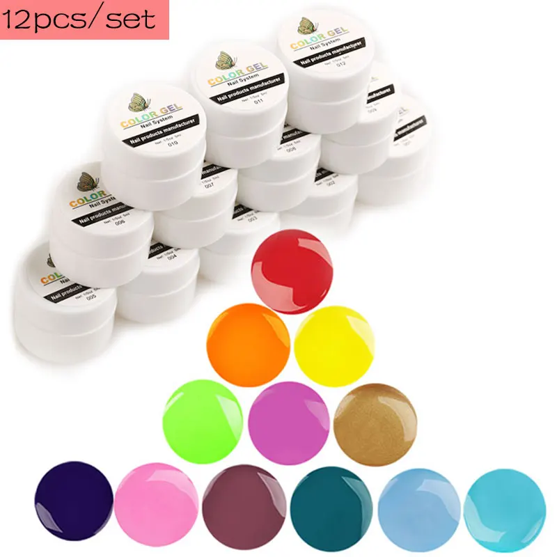 

12 Boxes 5ml UV Gel Nail Polish LED UV Lamp Curing Color Gels Polish Professional Decoration Painting Nail Art Gel lak Set