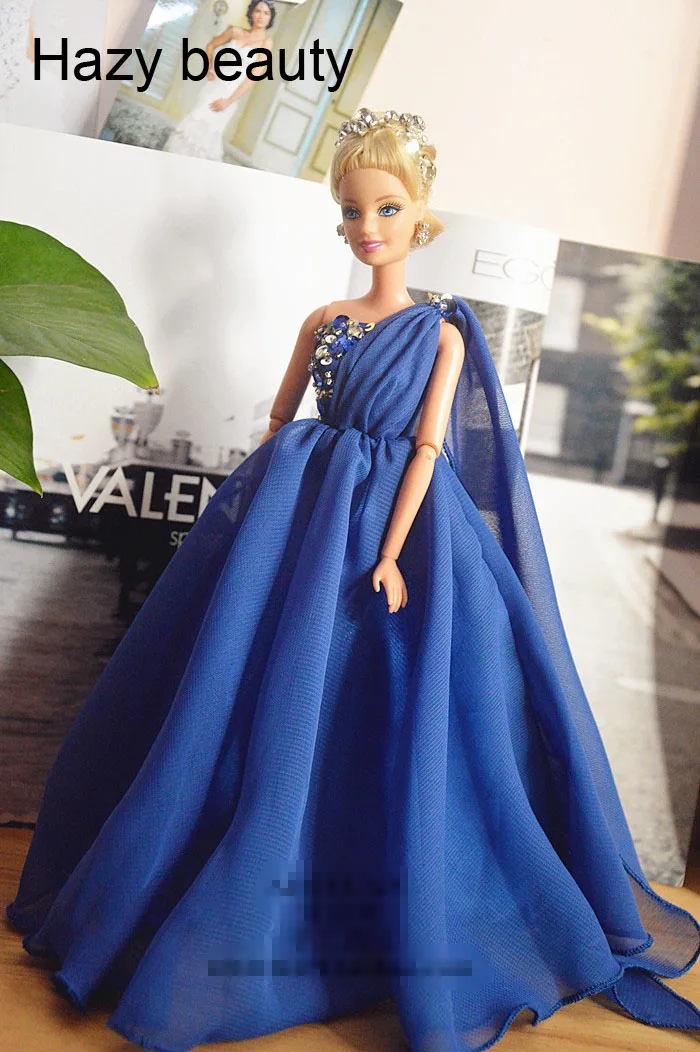 Автономный дизайн ручной работы голубое платье кукла аксессуары вечернее свадебное платье одежда для BB кукла BBI261