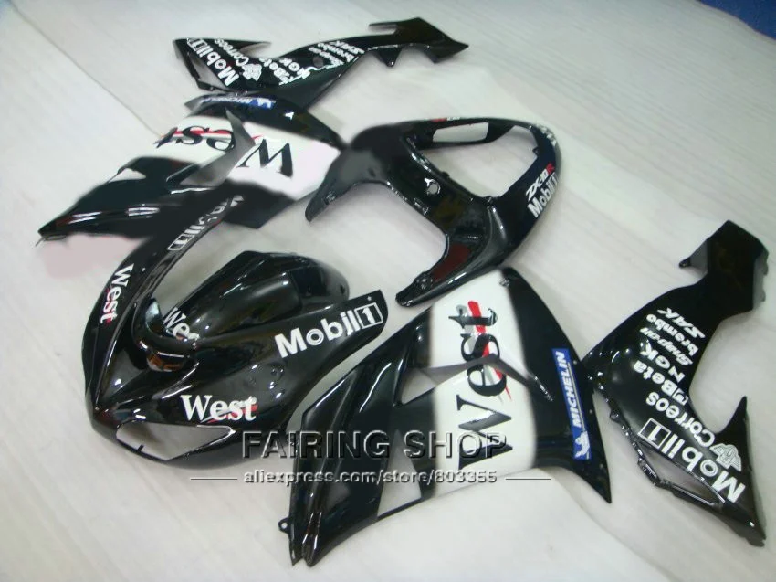 Дешево! Комплект обтекателей для Kawasaki Ninja zx10r 2006 2007 06 07 Западный Белый Черный Обтекатели бесплатно на
