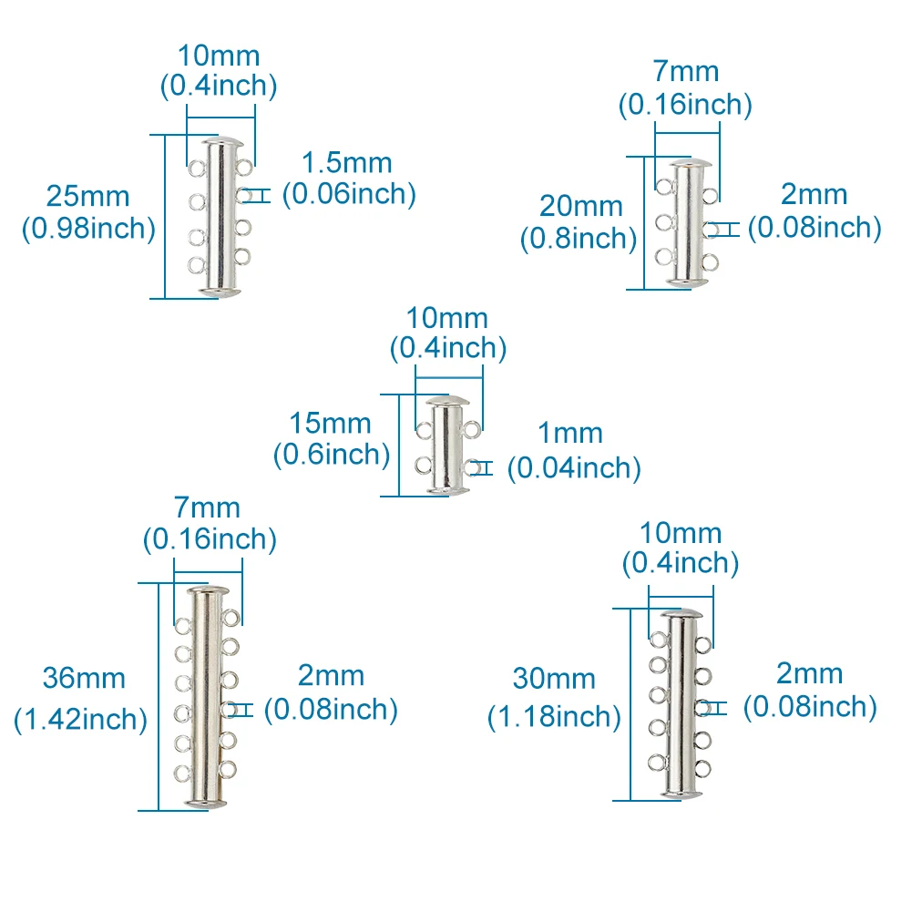 15 шт. 2/3/4/5/6-нитка бегунок магнитный замок застежки латунную трубку разъемы наслоения застежка для ювелирных изделий Изготовление браслета ожерелья