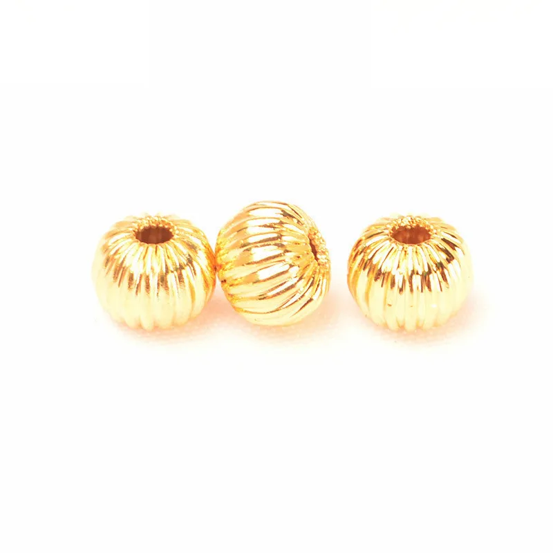 

10 PCS 6mm Fashion Metal Brass Gold Round Spacer Beads DIY Hole Beads For Jewelry Making