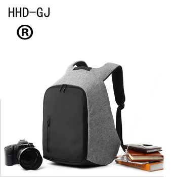 

HHD-GJ Hidden Pocket Men Laptop Backpack For 15/16 inch USB Anti-theft Computer Backpacks Male Gray Bags Daypack Women TravelBaG