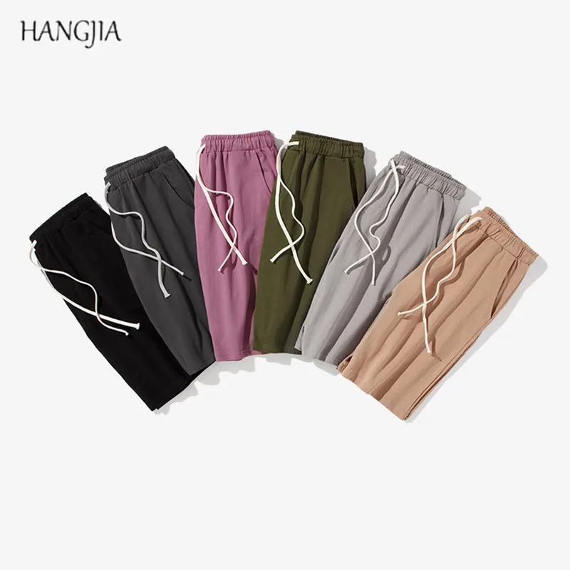 

2018 Soild Color Baggy Shorts High Street Trend Cut Out Pocket Cotton Loose Shorts Men's European American Youth Sweatpants