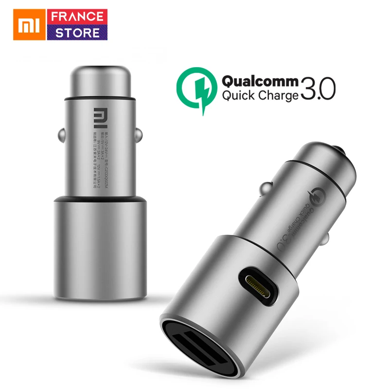 Оригинальный Xiaomi USB Автомобильное зарядное устройство Quick Charge QC3.0 type-C Dual USB поддержка 3.6A Max Быстрая зарядка конкурентный Android телефон IOS