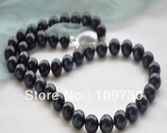

Jewelry 001914 11-12mm BLACK FRESHWATER PEARL NECKLACE MABE